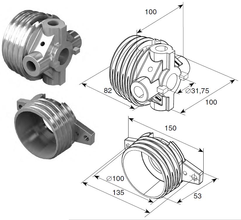 1312 OMI 3-3/4" U окончание пружины М 95U Габаритные размеры